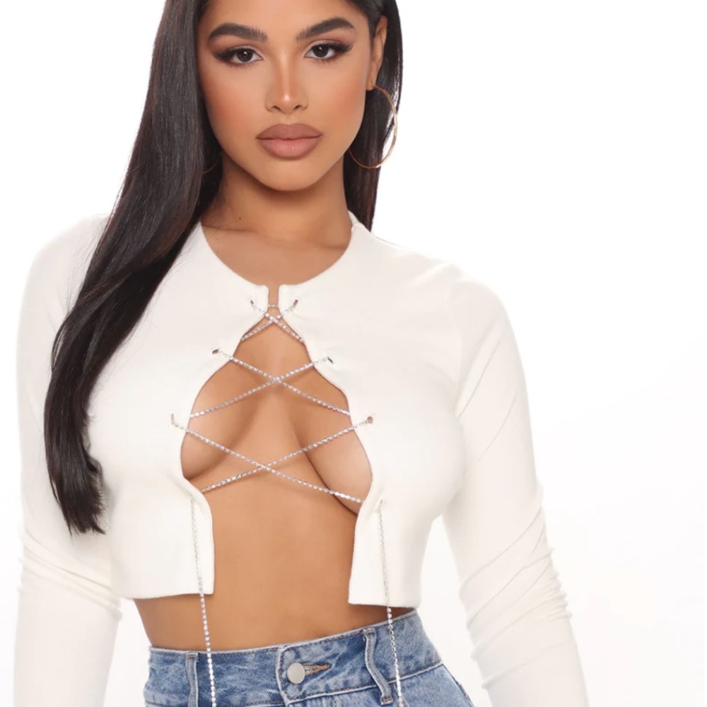 Party Starter Long Sleeve Top - White